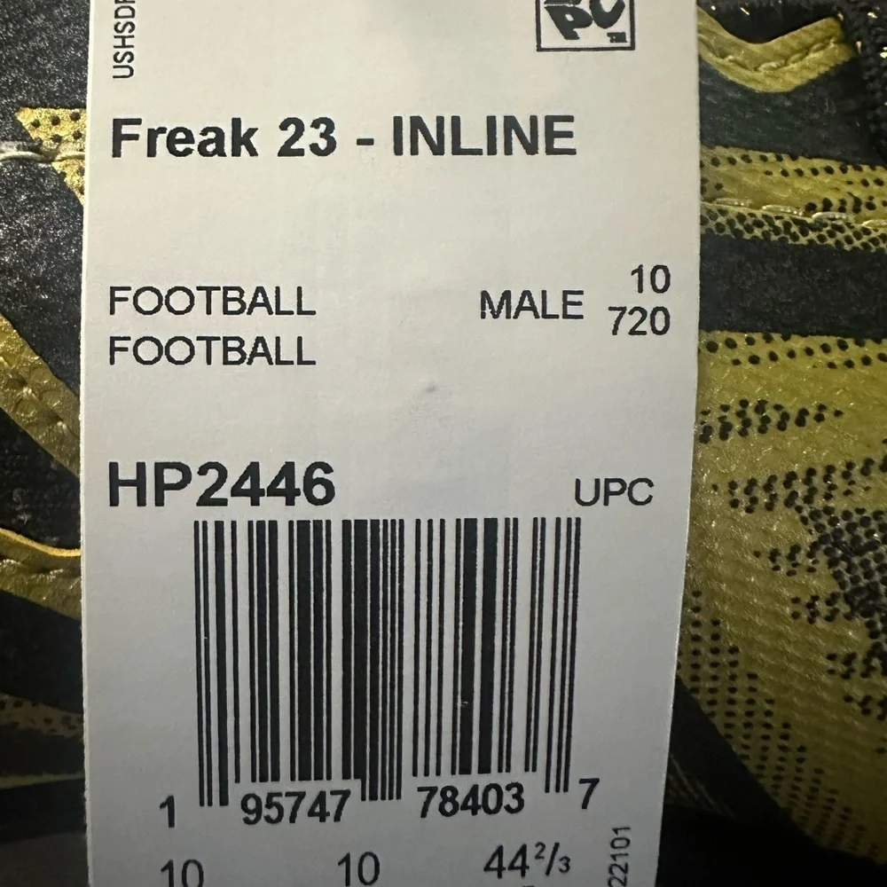 New Mens Adidas Freak-23 Inline Football Cleats Black Gold HP2446 Men’s Size
